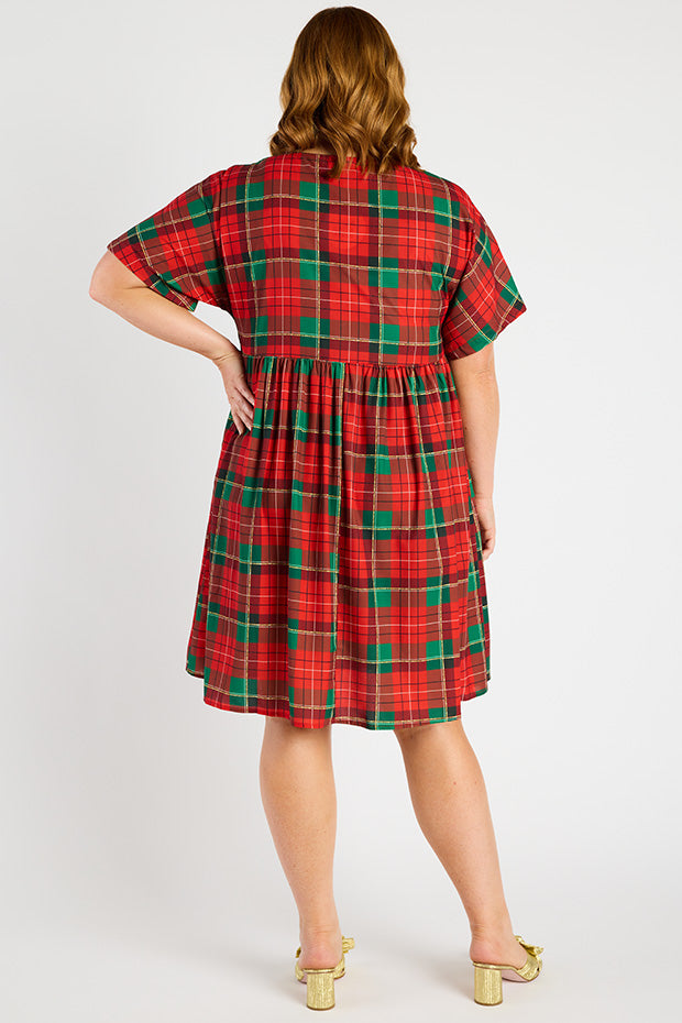 Allsorts Tartan Christmas Dress โ Tartan Christmas knee length dress