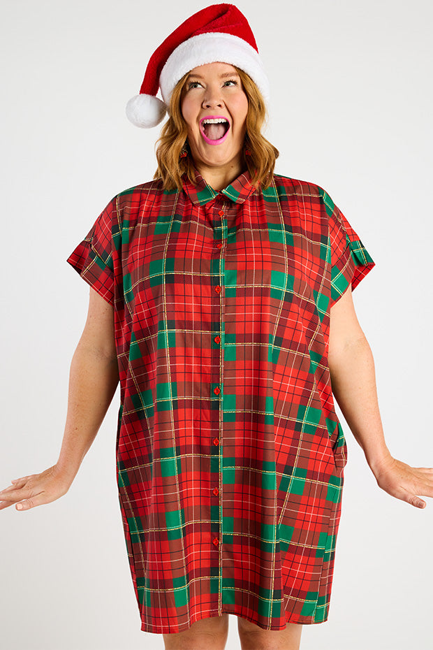 Frances Tartan Christmas Dress – Tartan Christmas knee length dress
