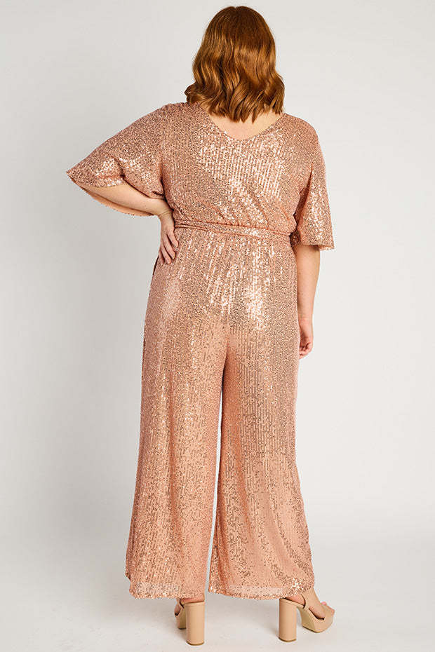Skyla Rose Gold Sequins Party Jumpsuit – Rose Gold Sequins jumpsuit