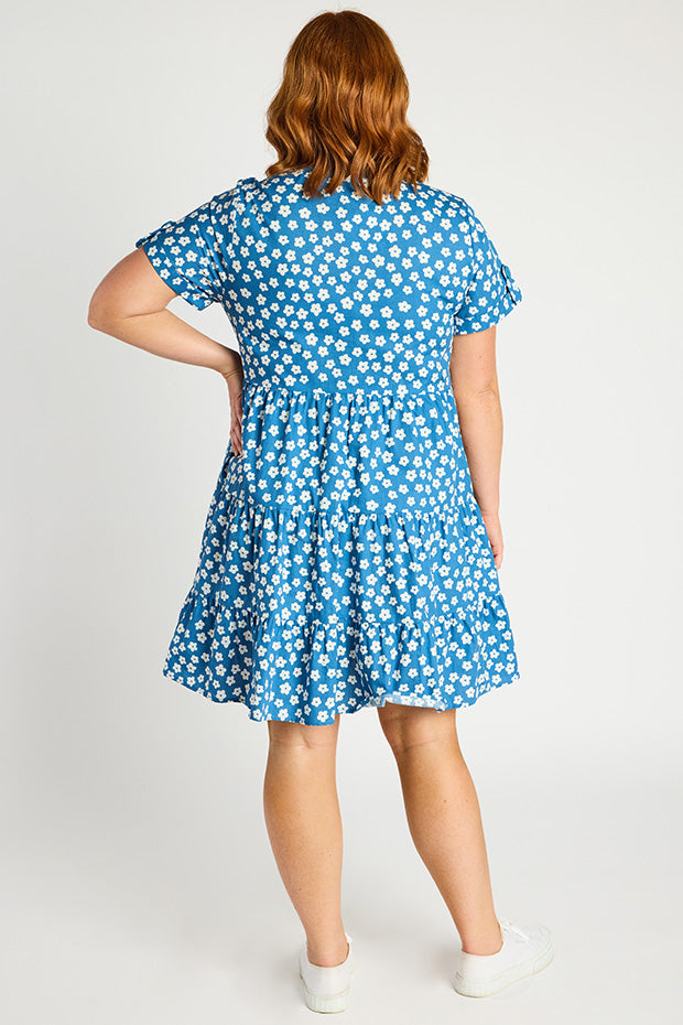 Popping Blue Sweet Daisy Dress – Blue Sweet Daisy shift dress