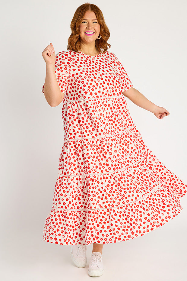 Aurelia White Sweet Daisy Dress – White Sweet Daisy midi dress