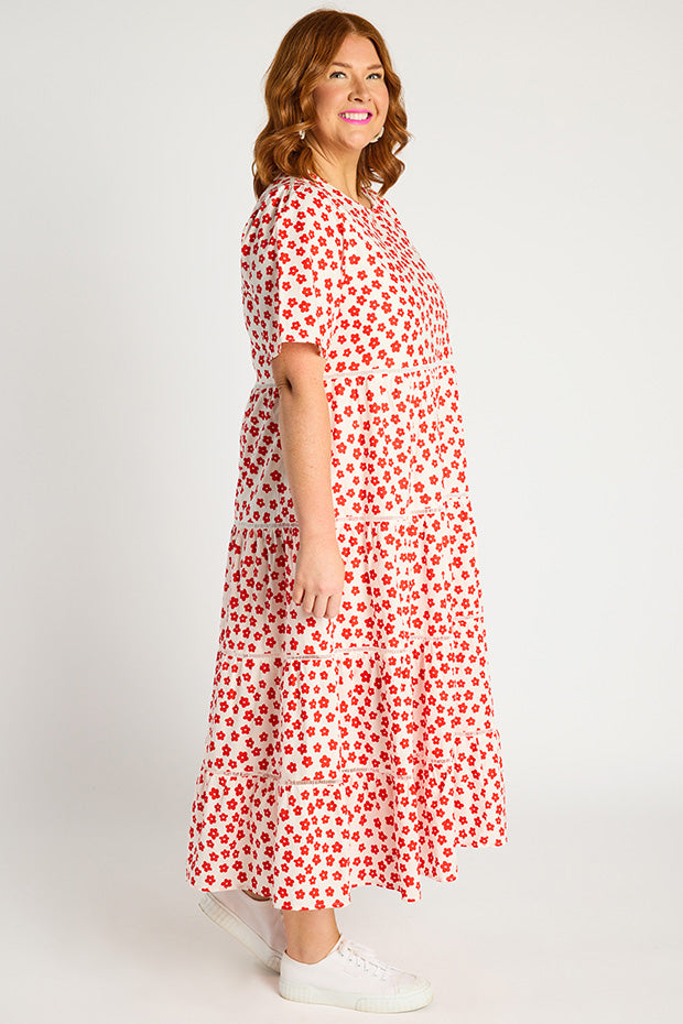 Aurelia White Sweet Daisy Dress – White Sweet Daisy midi dress