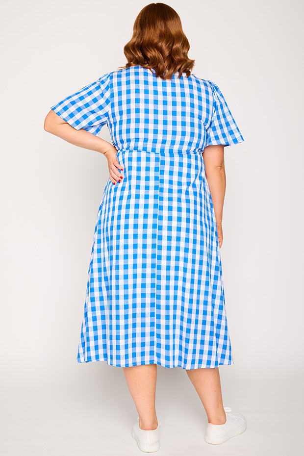 Marley Gingham Cobalt Dress – Gingham Cobalt midi dress