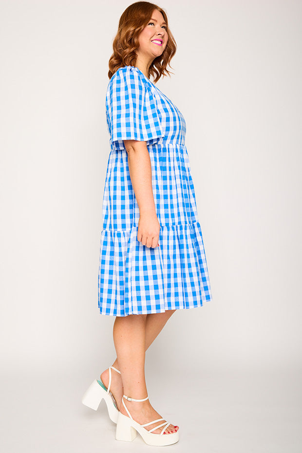 Rachelle Cobalt Gingham Dress ā Cobalt Gingham mini dress