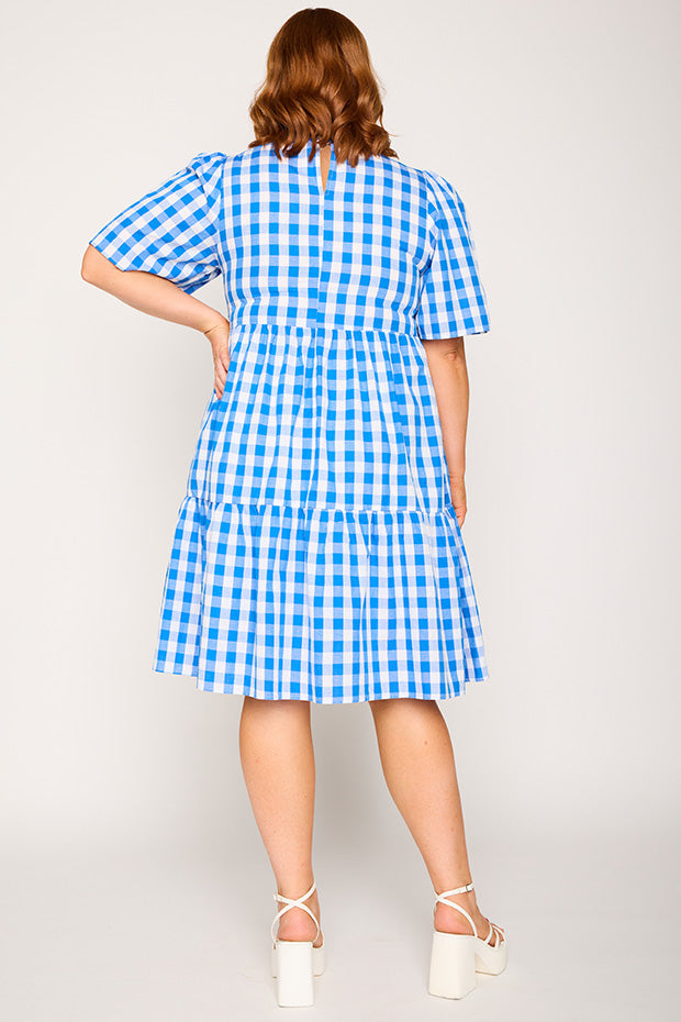 Rachelle Cobalt Gingham Dress ā Cobalt Gingham mini dress