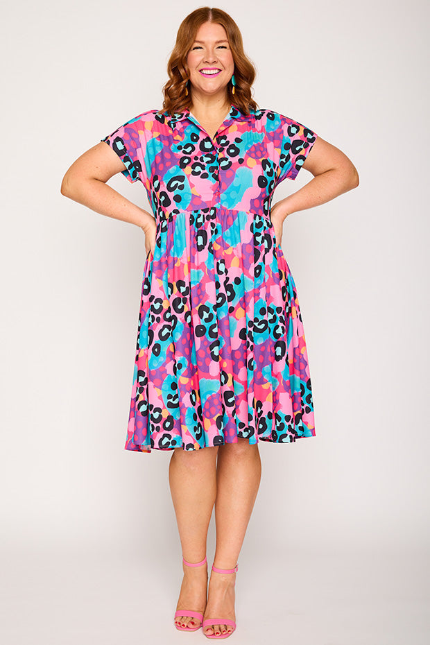 Frankie Inky Leopard Dress – Inky Leopard knee length dress