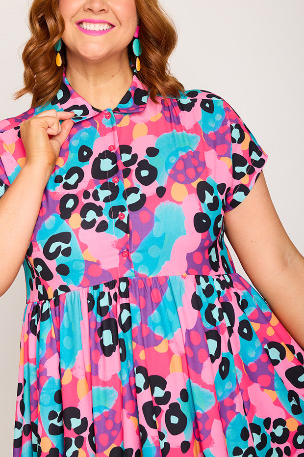 Frankie Inky Leopard Dress – Inky Leopard knee length dress