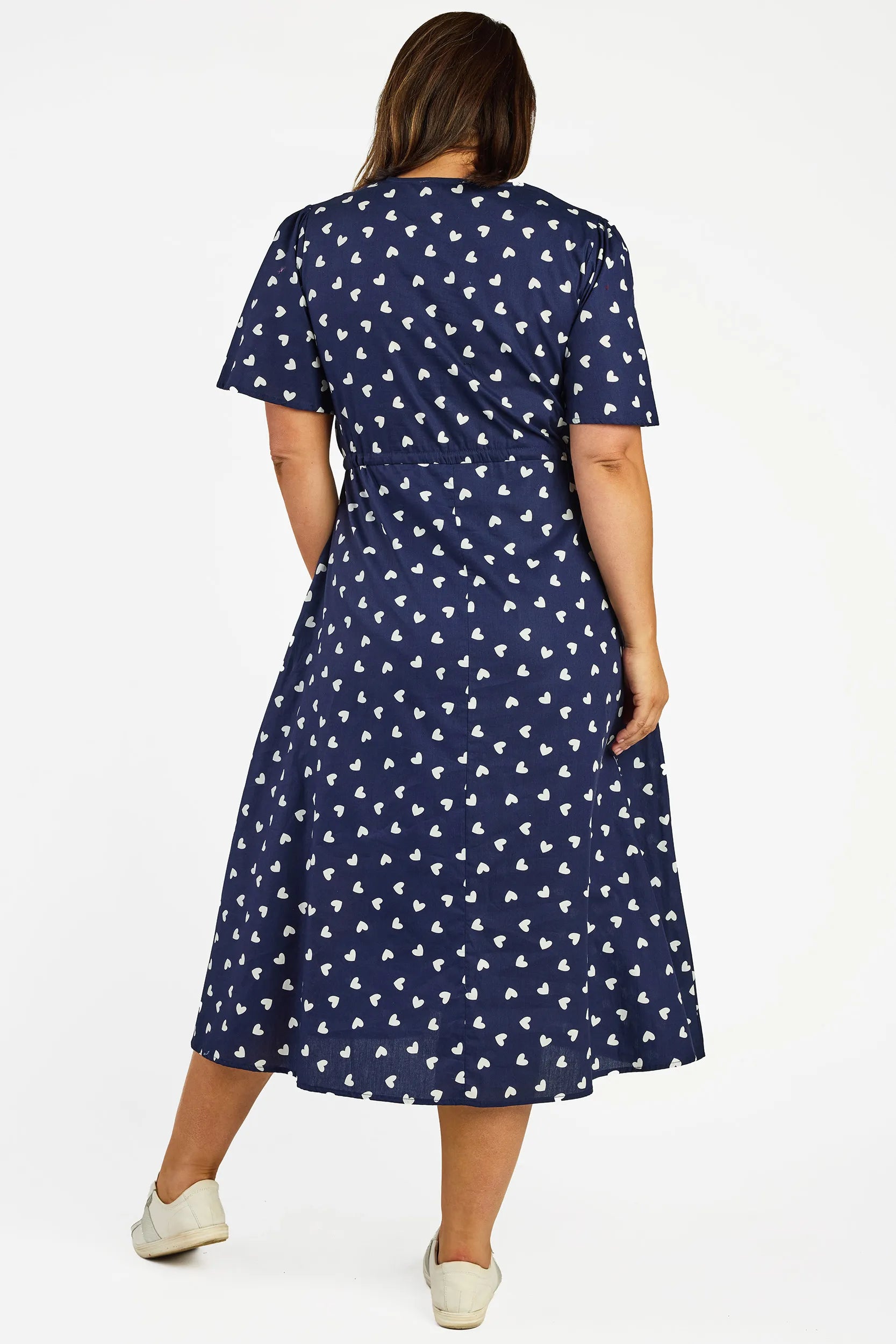 Marley Cotton Navy & White Hearts Dress – Navy & White Hearts midi dress