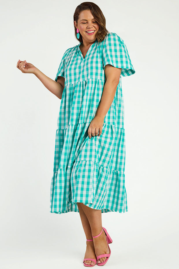 Clara Jade Gingham Dress – Jade Gingham midi dress