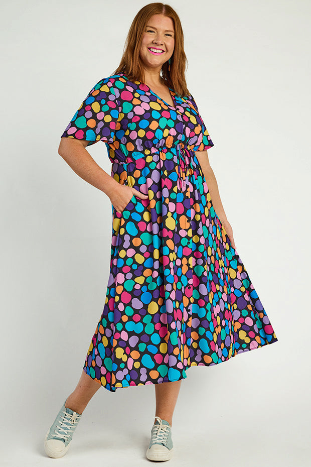 Marley Rainbow Pebble Spots Dress – Rainbow Pebble Spots midi dress
