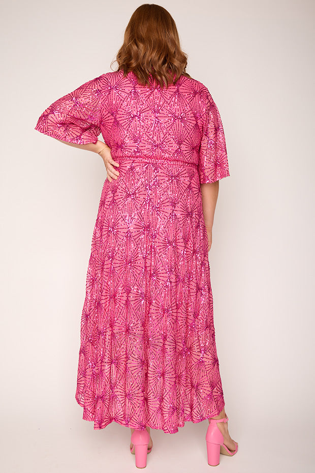 Delight Pink Party Dress – Pink midi dress