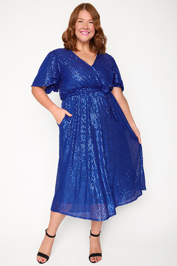 Lover Cobalt Sequin Dress – Cobalt Sequin midi dress