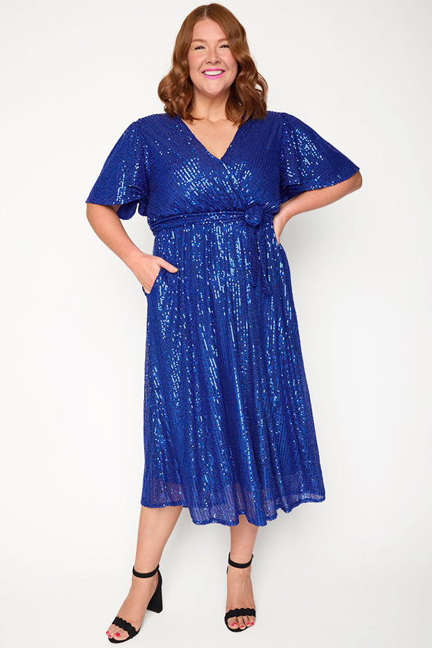Lover Cobalt Sequin Dress – Cobalt Sequin midi dress
