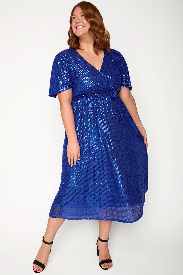 Lover Cobalt Sequin Dress – Cobalt Sequin midi dress