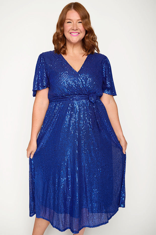 Lover Cobalt Sequin Dress – Cobalt Sequin midi dress