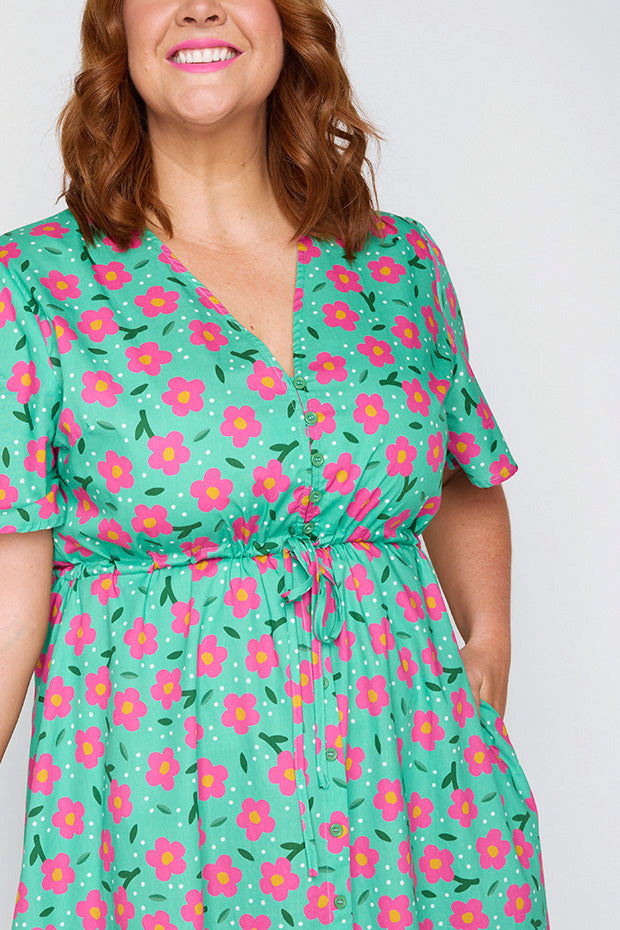 Marley Cotton Pink Petal Dress – Pink Petal midi dress