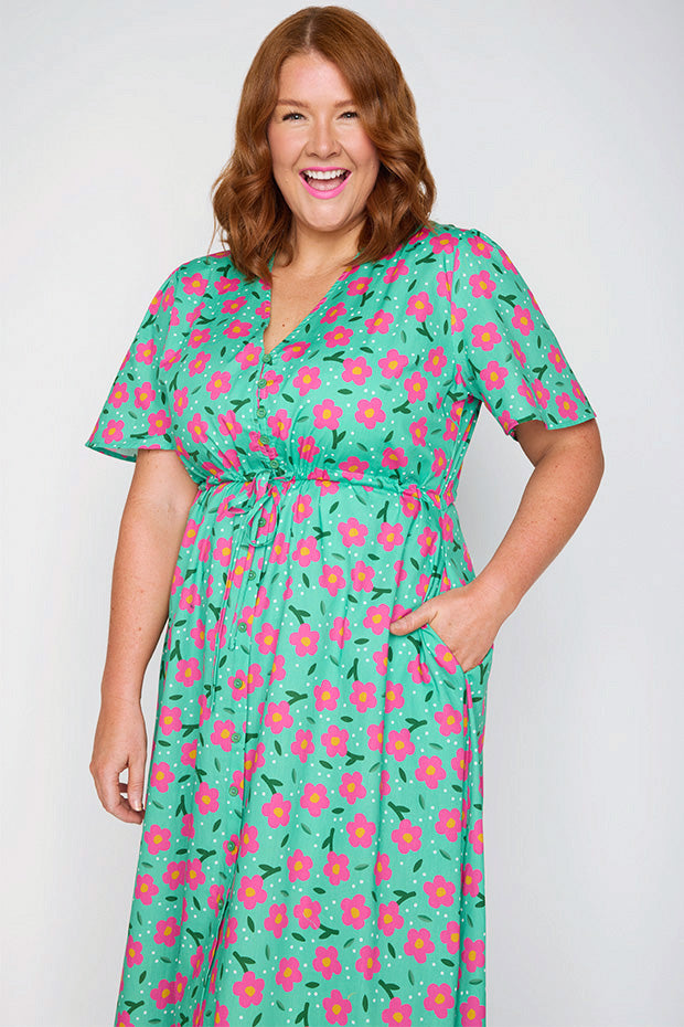 Marley Cotton Pink Petal Dress – Pink Petal midi dress