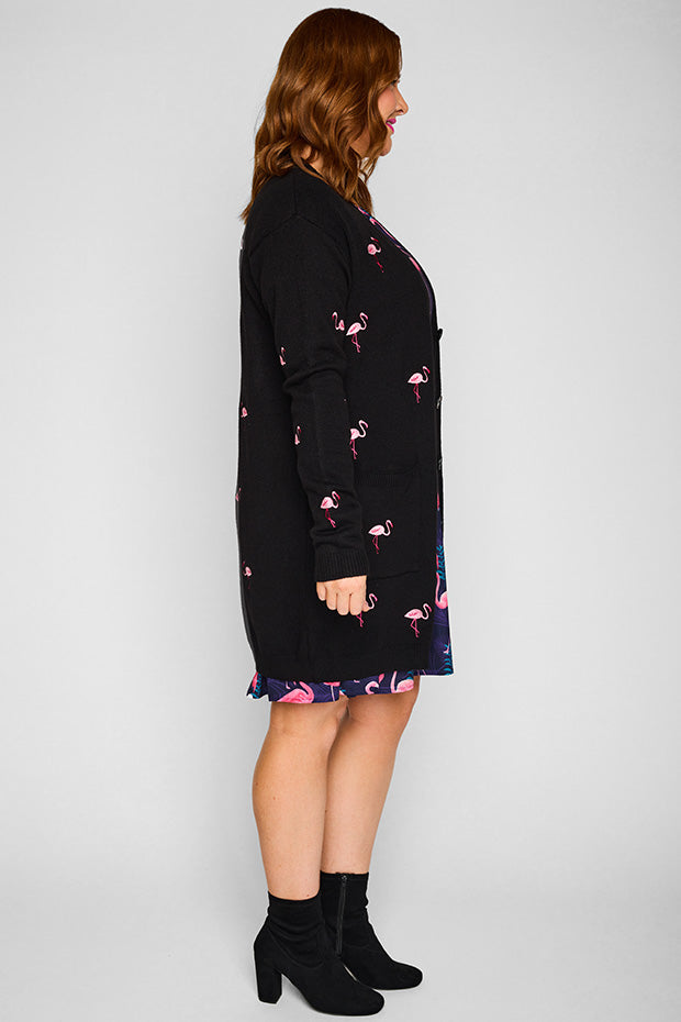 Angela Black Flamingo Cardi – Black Flamingo cardigan