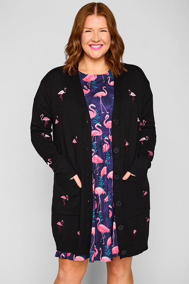 Angela Black Flamingo Cardi – Black Flamingo cardigan