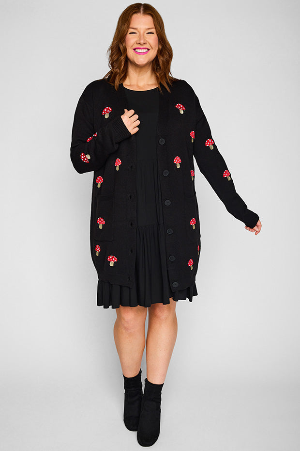 Angela Black Mushroom Cardi – Black Mushroom cardigan