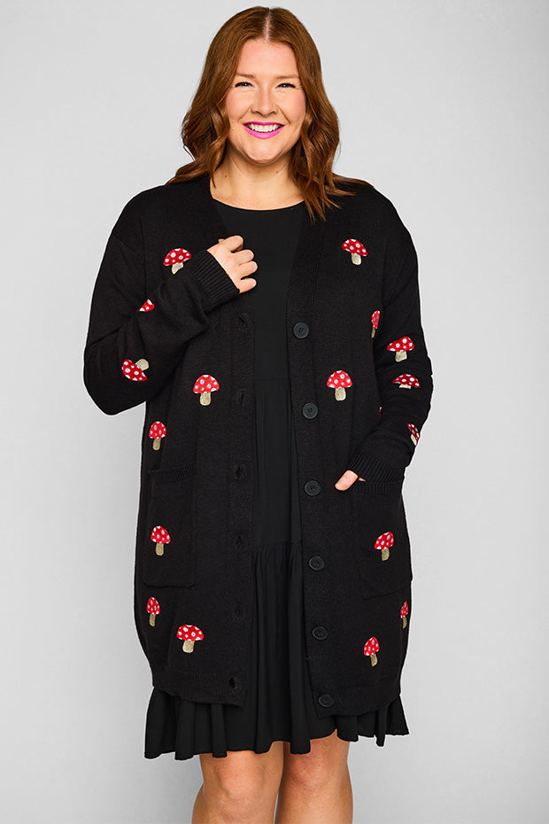 Angela Black Mushroom Cardi – Black Mushroom cardigan