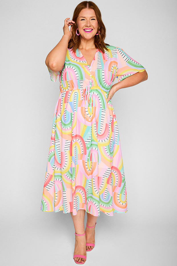 Marley Rainbow Vibing Dress – Rainbow Vibing midi dress