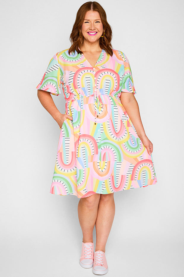 Siena Rainbow Vibing Dress – Rainbow Vibing knee length dress