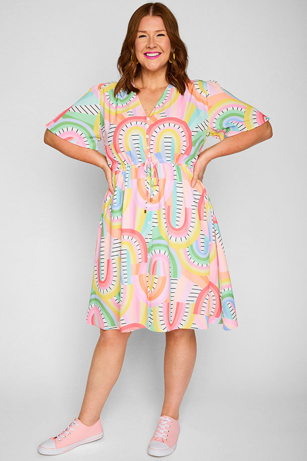 Siena Rainbow Vibing Dress – Rainbow Vibing knee length dress