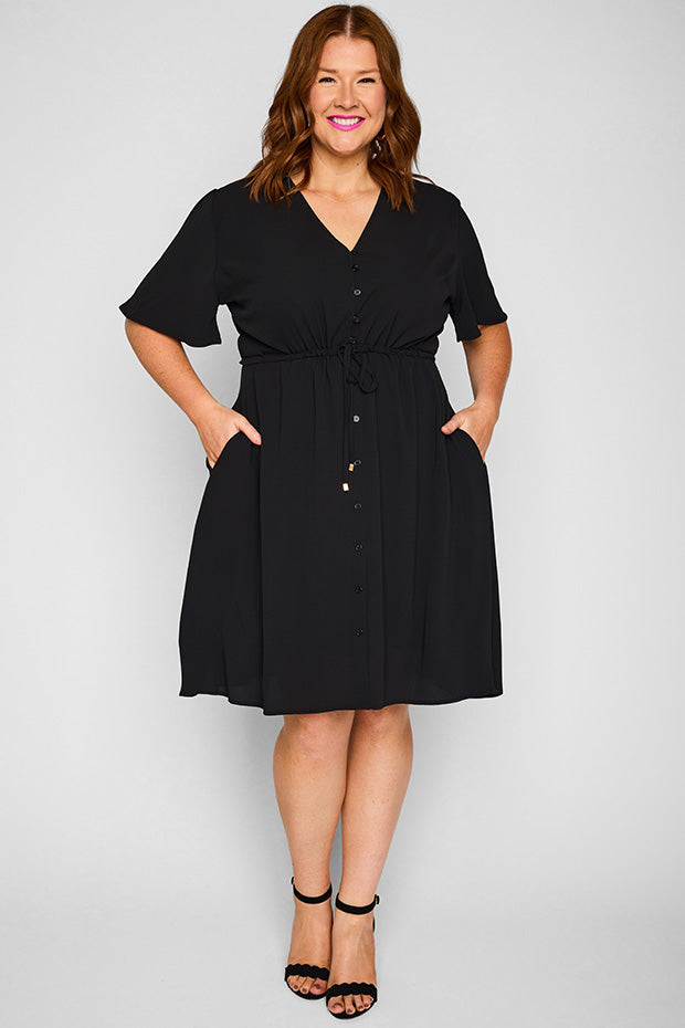 Siena Black Dress – Black knee length dress