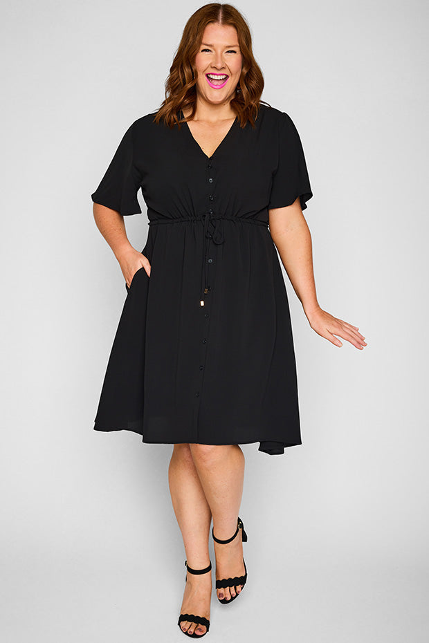 Siena Black Dress – Black knee length dress