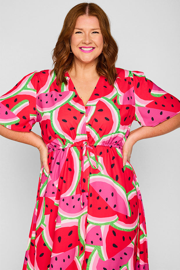 Marley Watermelon Stack Dress โ Watermelon Stack midi dress