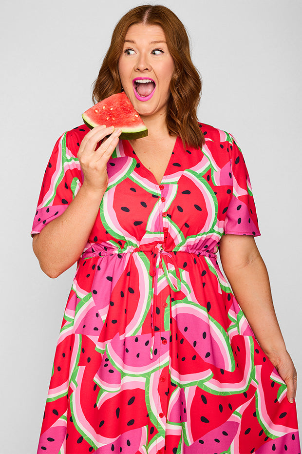 Marley Watermelon Stack Dress ā Watermelon Stack midi dress