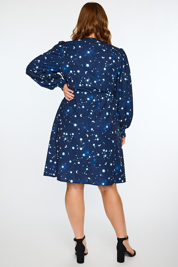 Sofia Celestial Sky Dress – Celestial Sky knee length dress