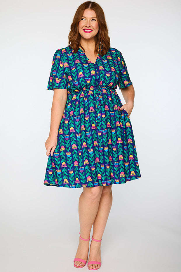 Siena Eucalyptus Buds Dress – Eucalyptus Buds knee length dress