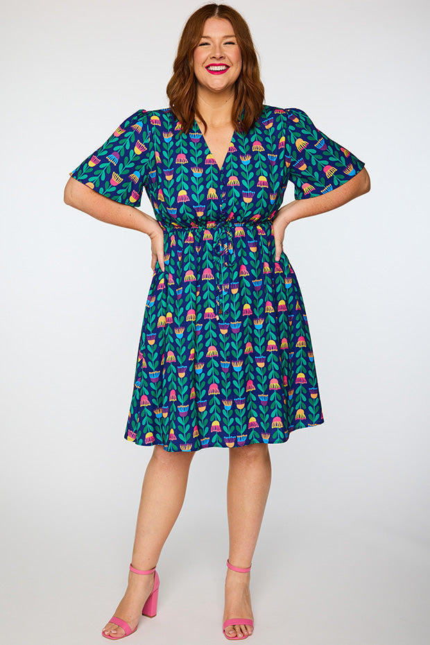Siena Eucalyptus Buds Dress โ Eucalyptus Buds knee length dress