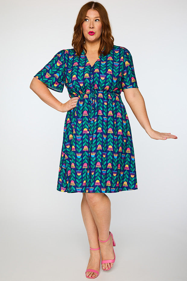 Siena Eucalyptus Buds Dress โ Eucalyptus Buds knee length dress