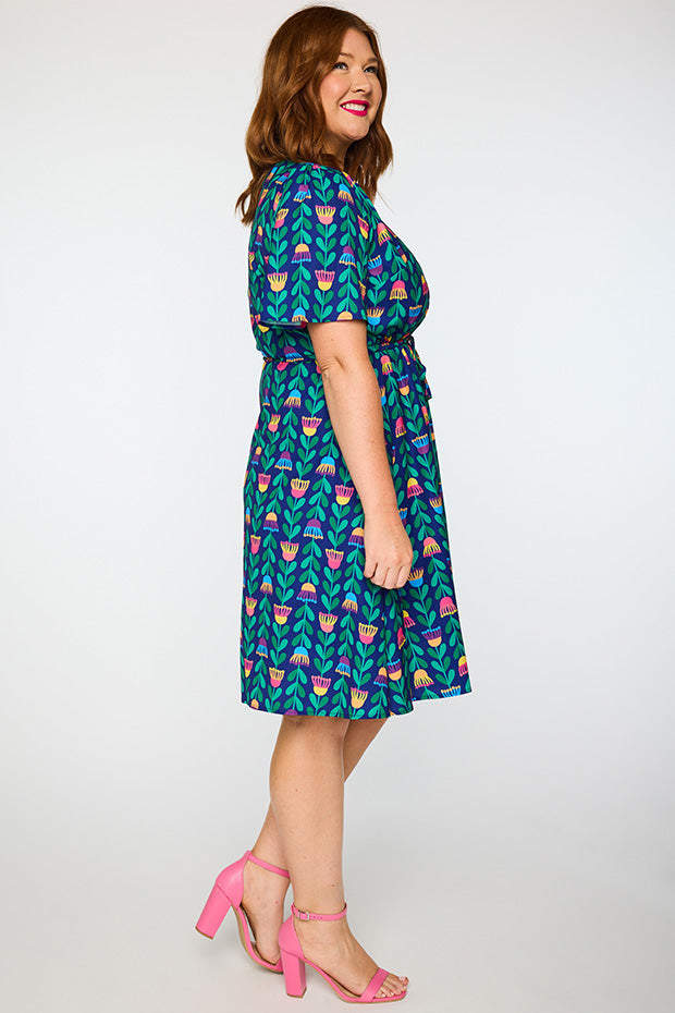 Siena Eucalyptus Buds Dress โ Eucalyptus Buds knee length dress