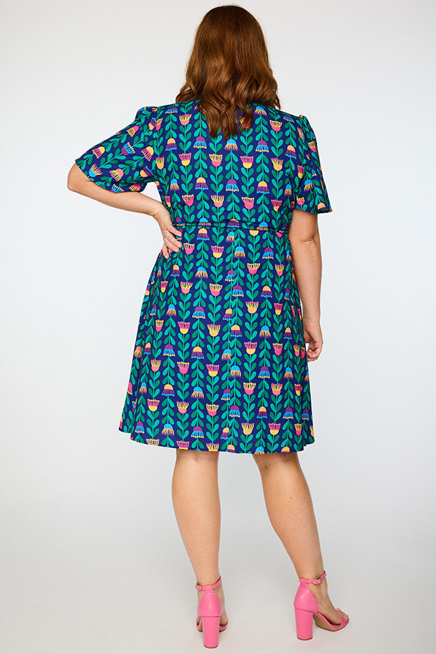 Siena Eucalyptus Buds Dress โ Eucalyptus Buds knee length dress