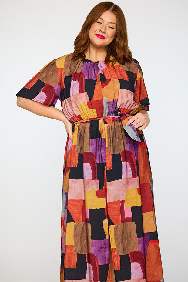 Ebony Geo Sunset Dress – Geo Sunset midi dress
