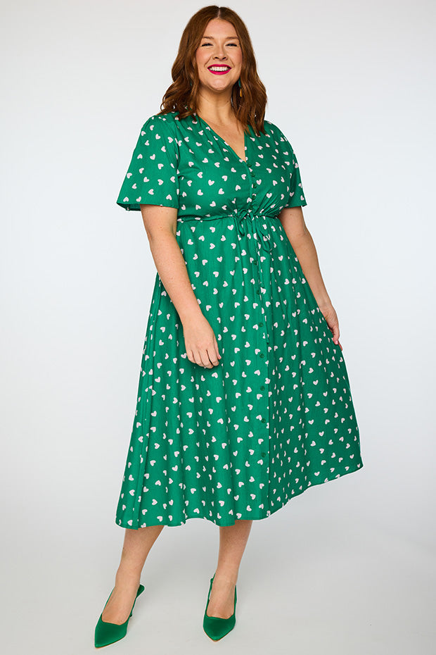Marley Cotton Green Cupid Dress – Green Cupid midi dress