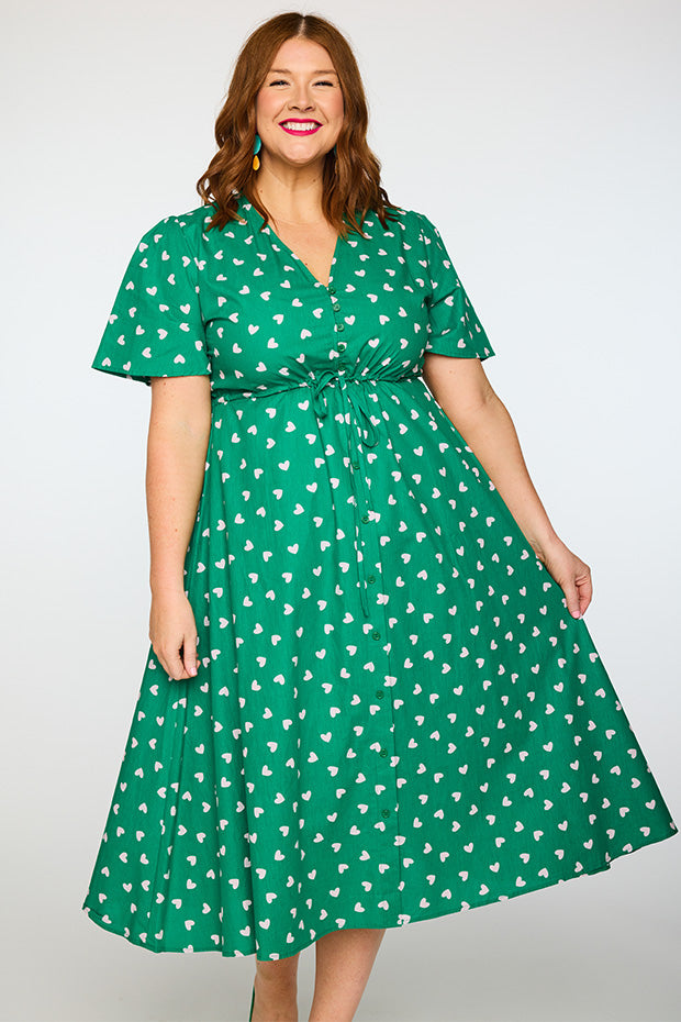 Marley Cotton Green Cupid Dress – Green Cupid midi dress