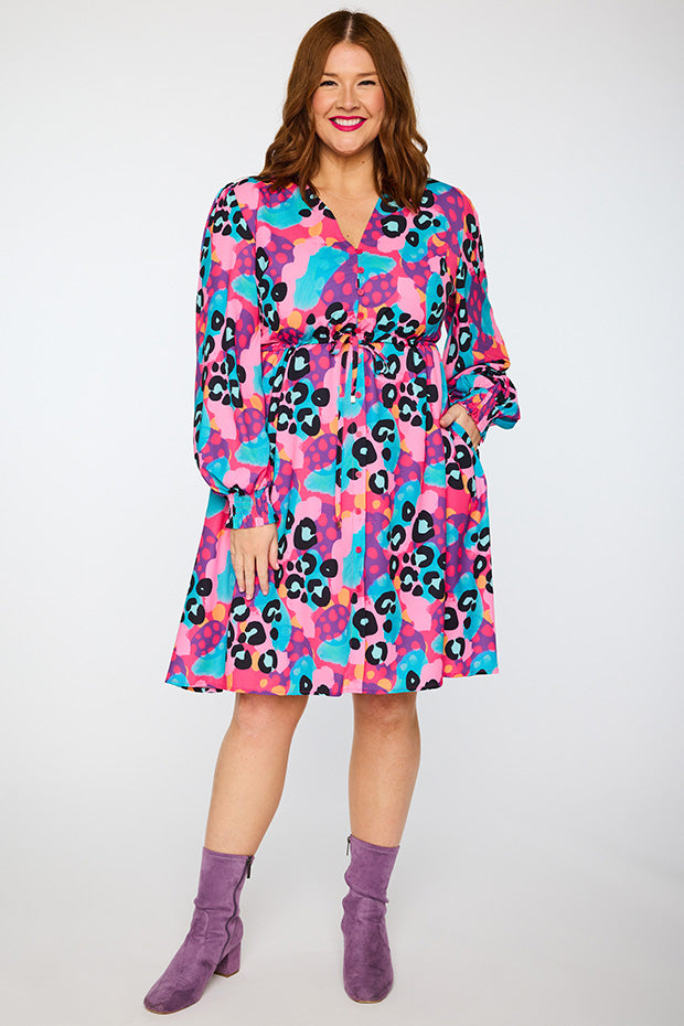 Sofia Inky Leopard Dress – Inky Leopard knee length dress