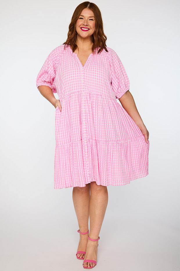 Kya Pink Dress – Pink midi dress