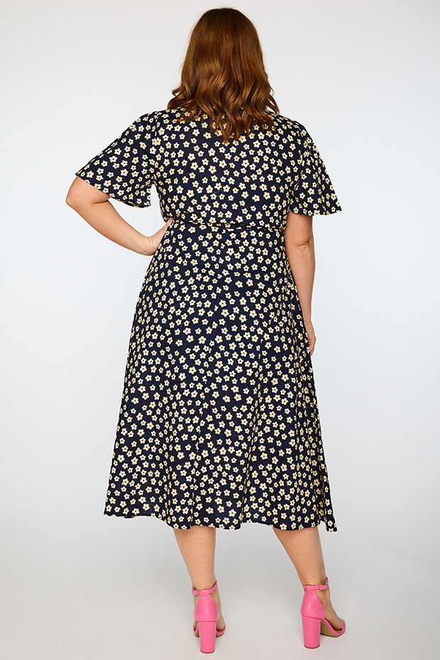 Marley Cotton Navy Sweet Daisy Dress – Navy Sweet Daisy midi dress