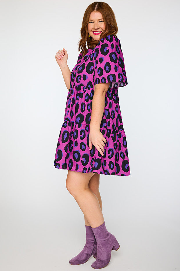 Isadora Purple Leopard Dress โ Purple Leopard mini dress