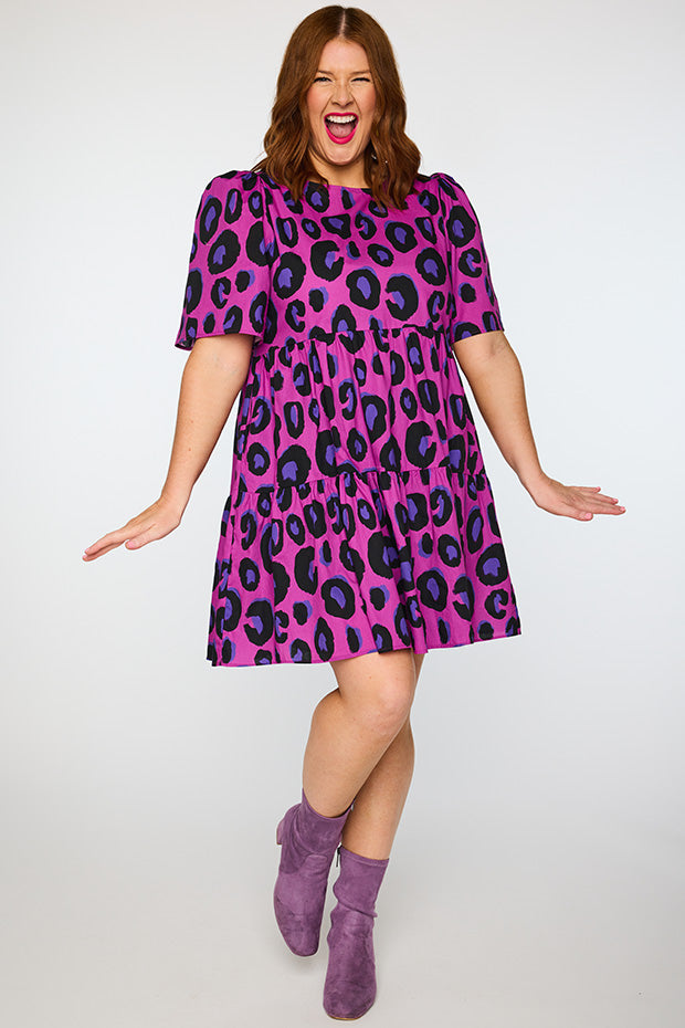 Isadora Purple Leopard Dress โ Purple Leopard mini dress