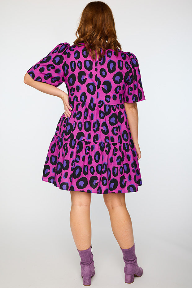 Isadora Purple Leopard Dress โ Purple Leopard mini dress