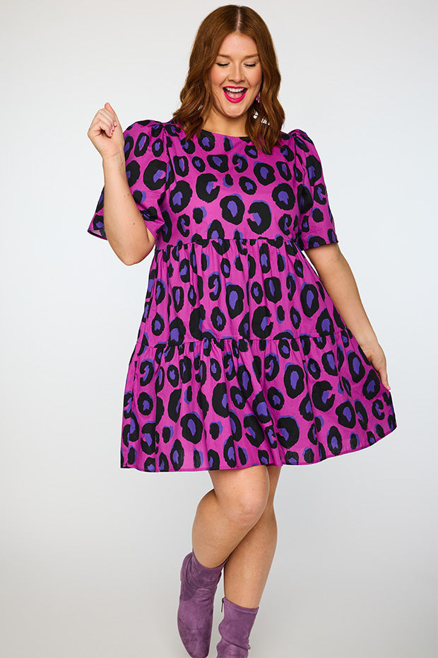 Isadora Purple Leopard Dress โ Purple Leopard mini dress