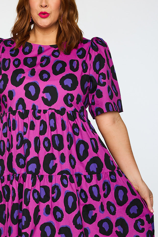 Isadora Purple Leopard Dress โ Purple Leopard mini dress