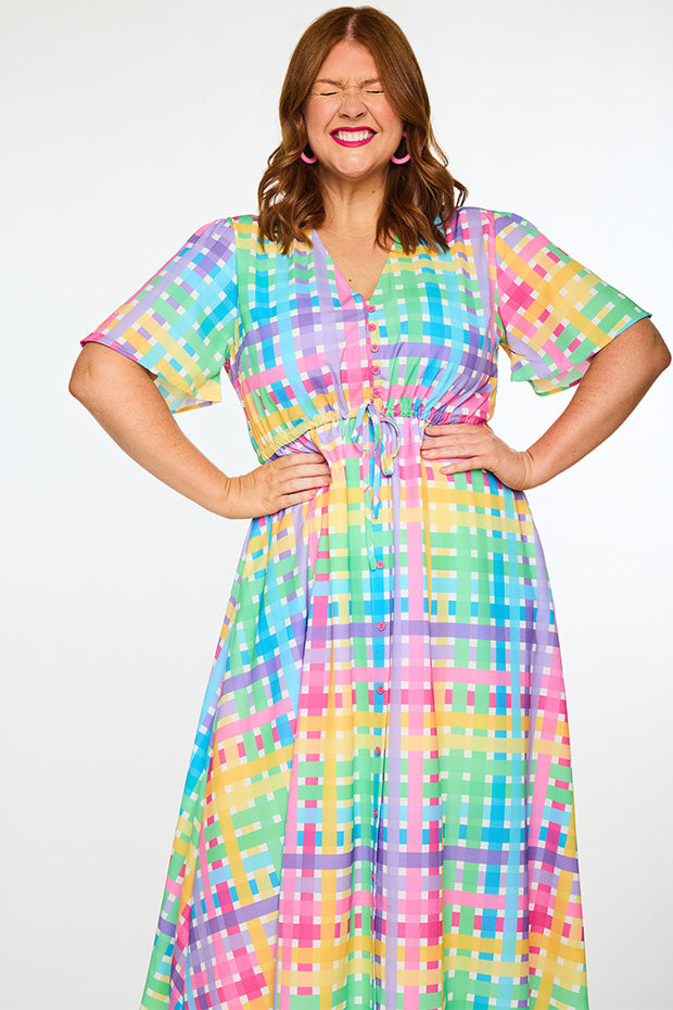 Marley Rainbow Weave Dress – Rainbow Weave midi dress